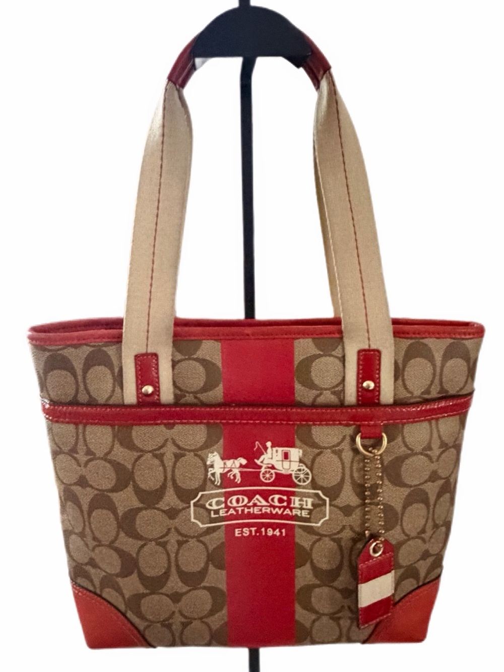 Coach Heritage Stripe Signature Tote- brown C canvas great condition ❤️ - Picture 16 of 16